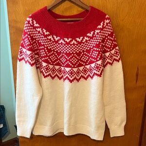 Cozy Red and White Women's Sweater
